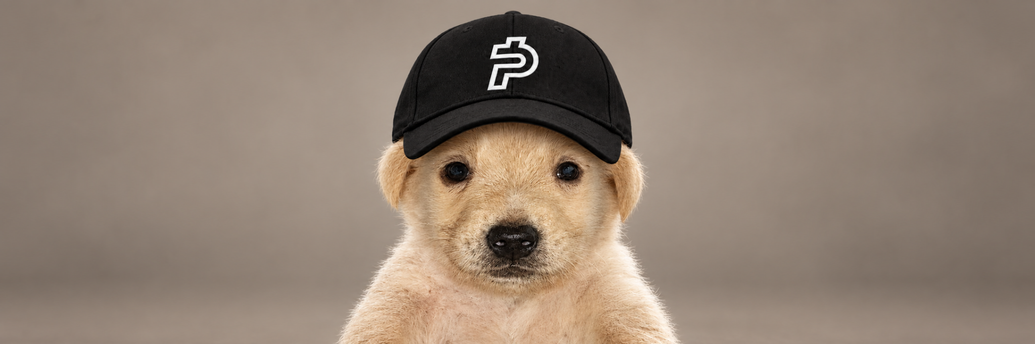 Wide Jotchua Paid banner with the puppy in a black cap